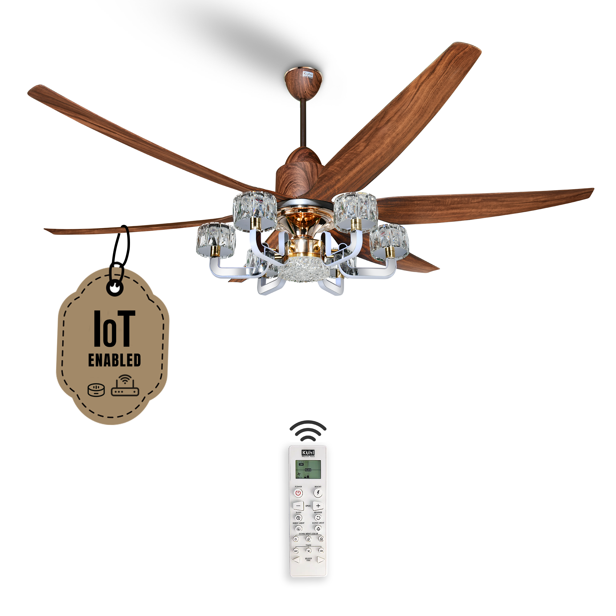 Kühl Centauri 6 BLDC 1670mm Ceiling Fan | Next-Gen BLDC Motor | Saves Up to 65% Electricity | Operates on Smart Phone, Remote, IoT/ Wi-Fi and Alexa/ Voice Control | 37W | 35W Chandelier | High Airflow | 5-Year Motor Warranty