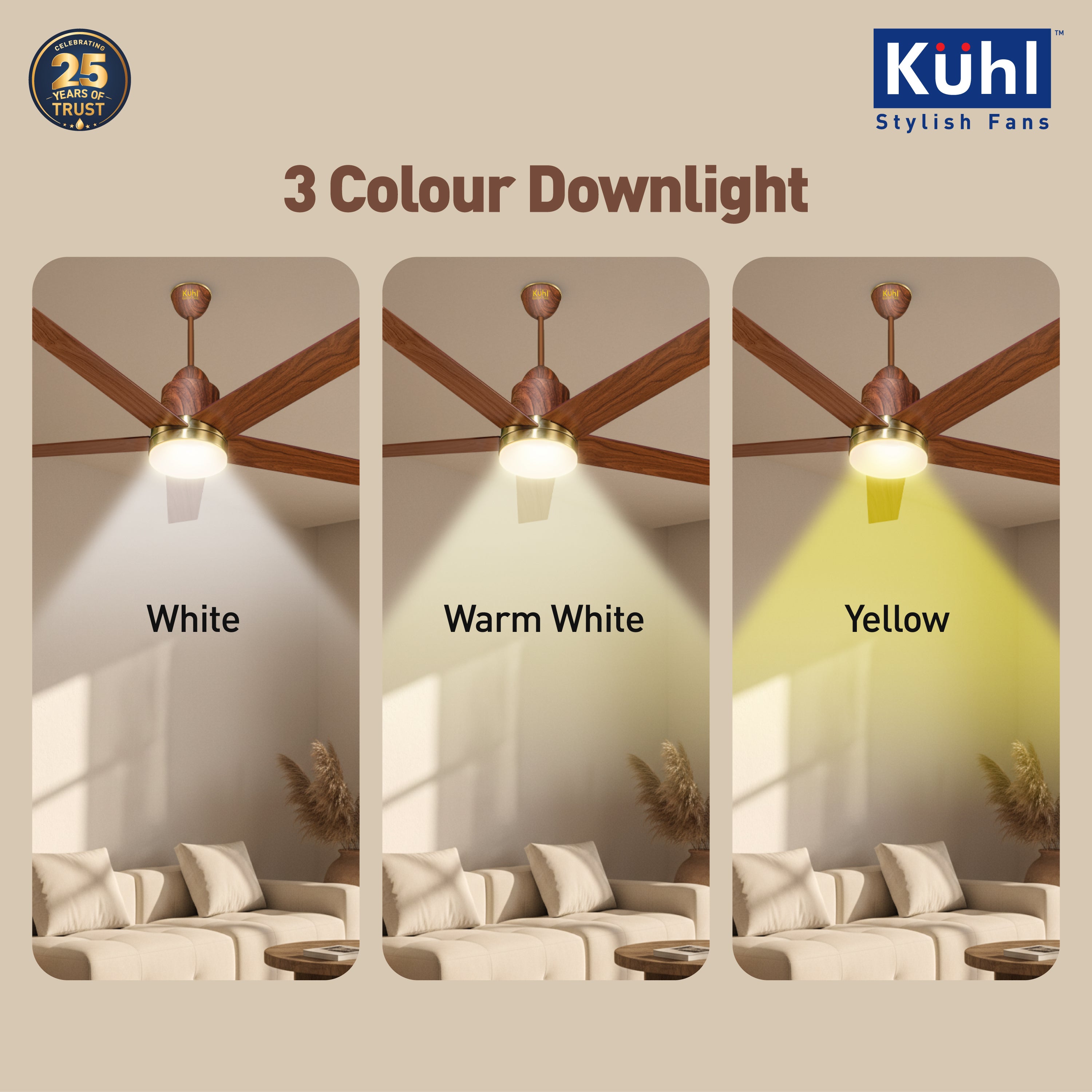 Kühl Luxus Super BLDC 1320mm Ceiling Fan | Next-Gen BLDC Motor | Saves Up to 65% Electricity | Operates on Smart Phone, Remote, IoT/ Wi-Fi and Alexa/ Voice Control | 30W | 3-Colour Down Light | BEE 5-Star & ISI Certified