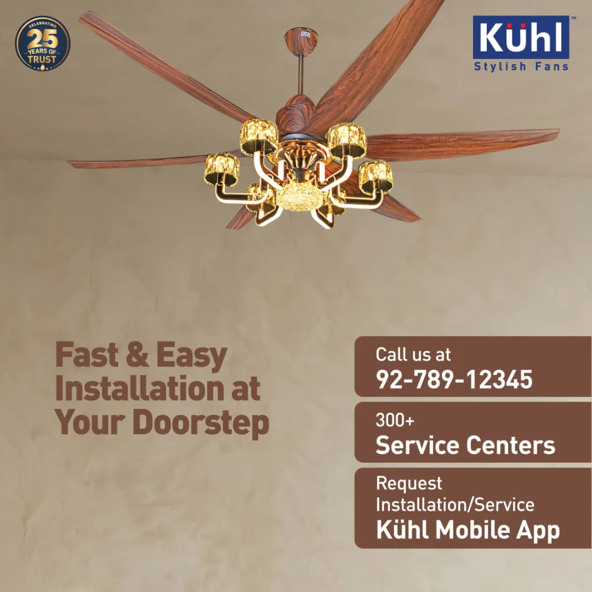Kühl Centauri 6 BLDC 1670mm Ceiling Fan | Next-Gen BLDC Motor | Saves Up to 65% Electricity | Operates on Smart Phone, Remote, IoT/ Wi-Fi and Alexa/ Voice Control | 37W | 35W Chandelier | High Airflow | 5-Year Motor Warranty