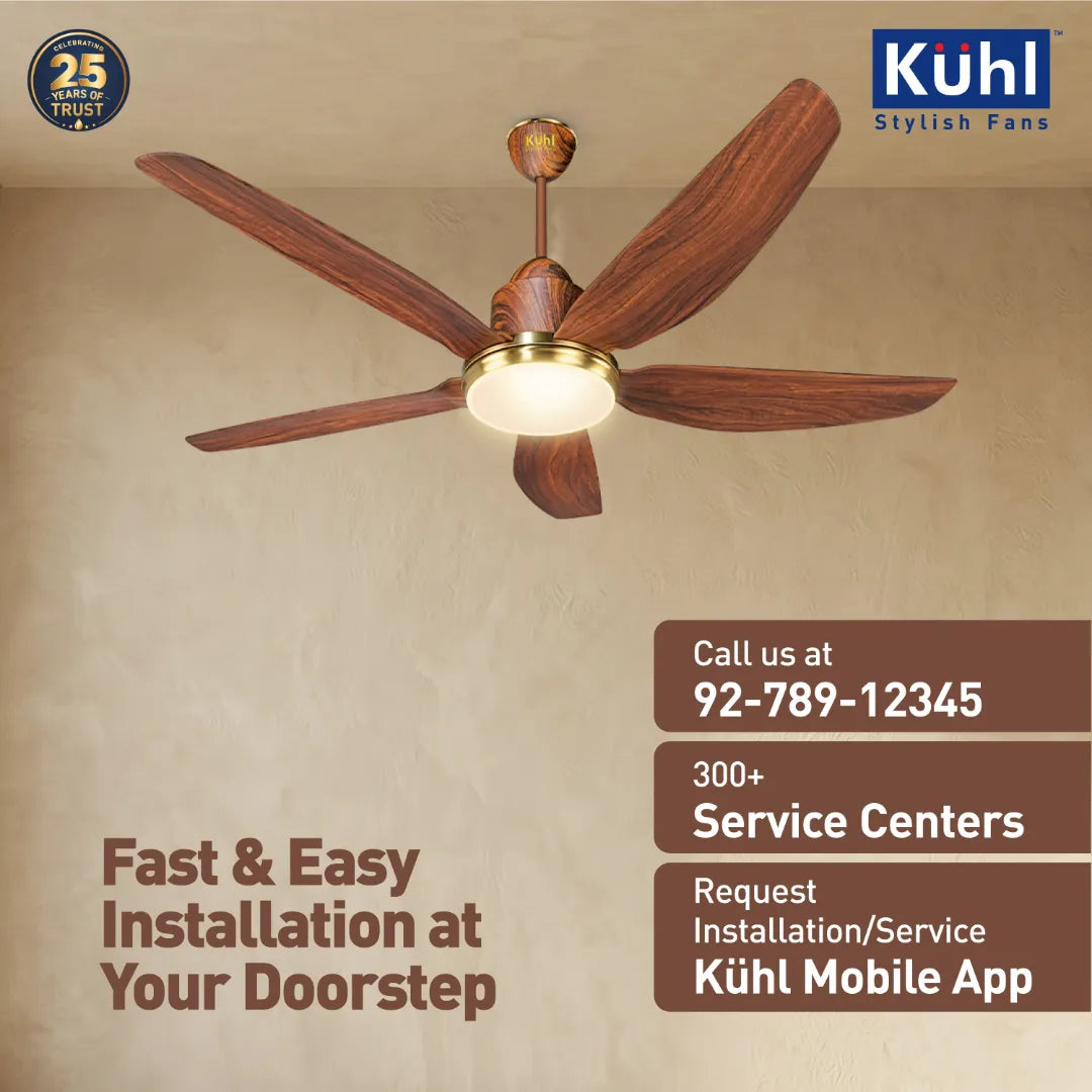Kühl Luxus Star BLDC 1400mm Ceiling Fan | Next-Gen BLDC Motor | Saves Up to 65% Electricity | Operates on Smart Phone, Remote, IoT/ Wi-Fi and Alexa/ Voice Control | 32W | 3-Colour Down Light | BEE 5-Star & ISI Certified