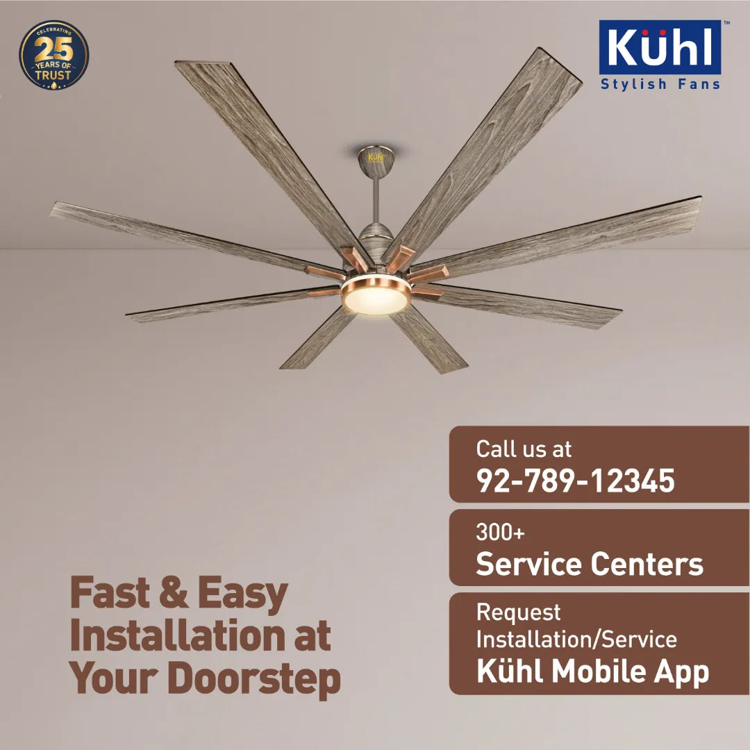 Kühl Polariz Super 72 BLDC 1800mm Ceiling Fan | Next-Gen BLDC Motor | Saves Up to 65% Electricity | Operates on Smart Phone, Remote, IoT/ Wi-Fi and Alexa/ Voice Control | 35W | 3-Colour Down Light | High Airflow