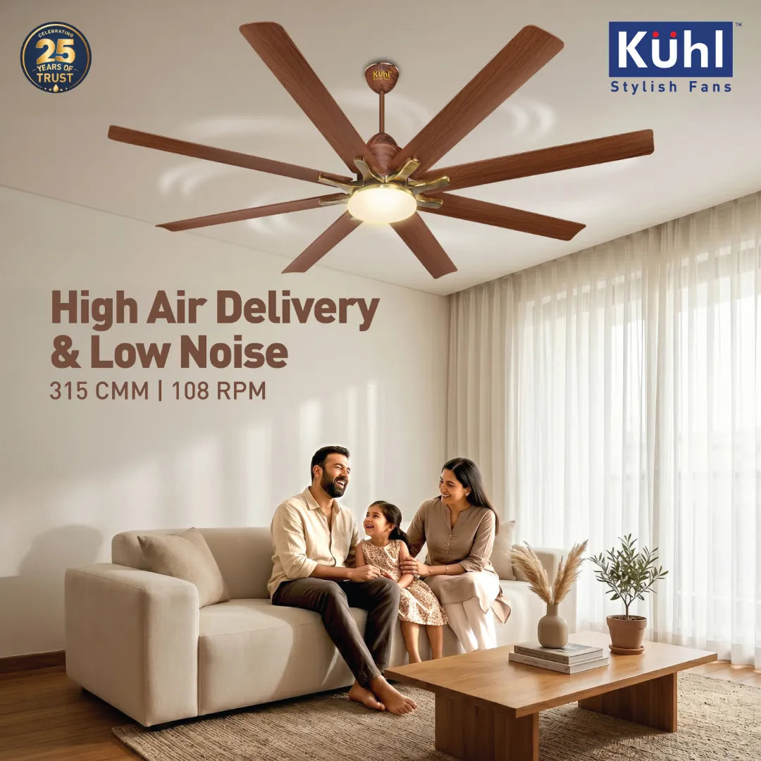 Kühl Polariz Star 66 BLDC 1650mm Ceiling Fan | Next-Gen BLDC Motor | Saves Up to 65% Electricity | Operates on Smart Phone, Remote, IoT/ Wi-Fi and Alexa/ Voice Control | 35W | 3-Colour Down Light