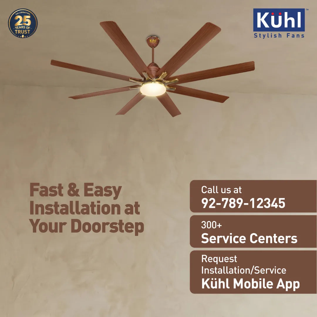 Kühl Polariz Star 66 BLDC 1650mm Ceiling Fan | Next-Gen BLDC Motor | Saves Up to 65% Electricity | Operates on Smart Phone, Remote, IoT/ Wi-Fi and Alexa/ Voice Control | 35W | 3-Colour Down Light