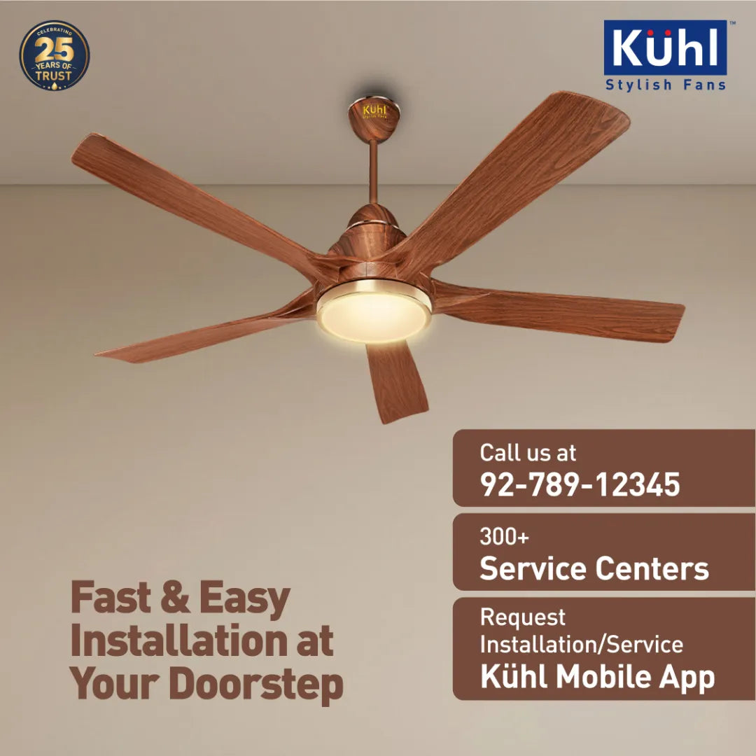 Kühl Luxus Plus BLDC 1400mm Ceiling Fan | Next-Gen BLDC Motor | Saves Up to 65% Electricity | Operates on Smart Phone, Remote, IoT/ Wi-Fi and Alexa/ Voice Control | 32W | 3-Colour Down Light | BEE 5-Star &amp; ISI Certified