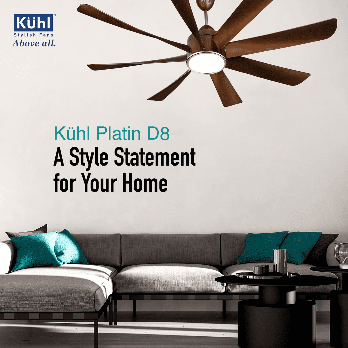 Kühl Platin D8 BLDC 65% Power Saving BLDC Ceiling Fan with Remote | BEE 5 Star Rated & ISI Marked | High Air Flow | 5 Year Warranty on Motor Brown / 1200mm - high-quality product
