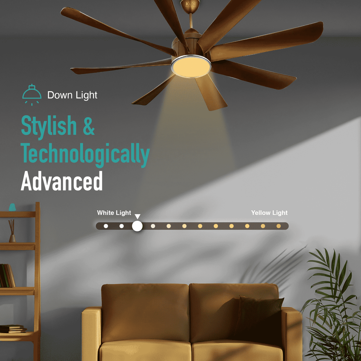 Kühl Platin D8 BLDC 65% Power Saving BLDC Ceiling Fan with Remote | BEE 5 Star Rated & ISI Marked | High Air Flow | 5 Year Warranty on Motor Brown / 1200mm Smart & Convenient Remote Control - product feature